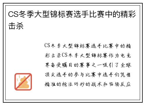 CS冬季大型锦标赛选手比赛中的精彩击杀